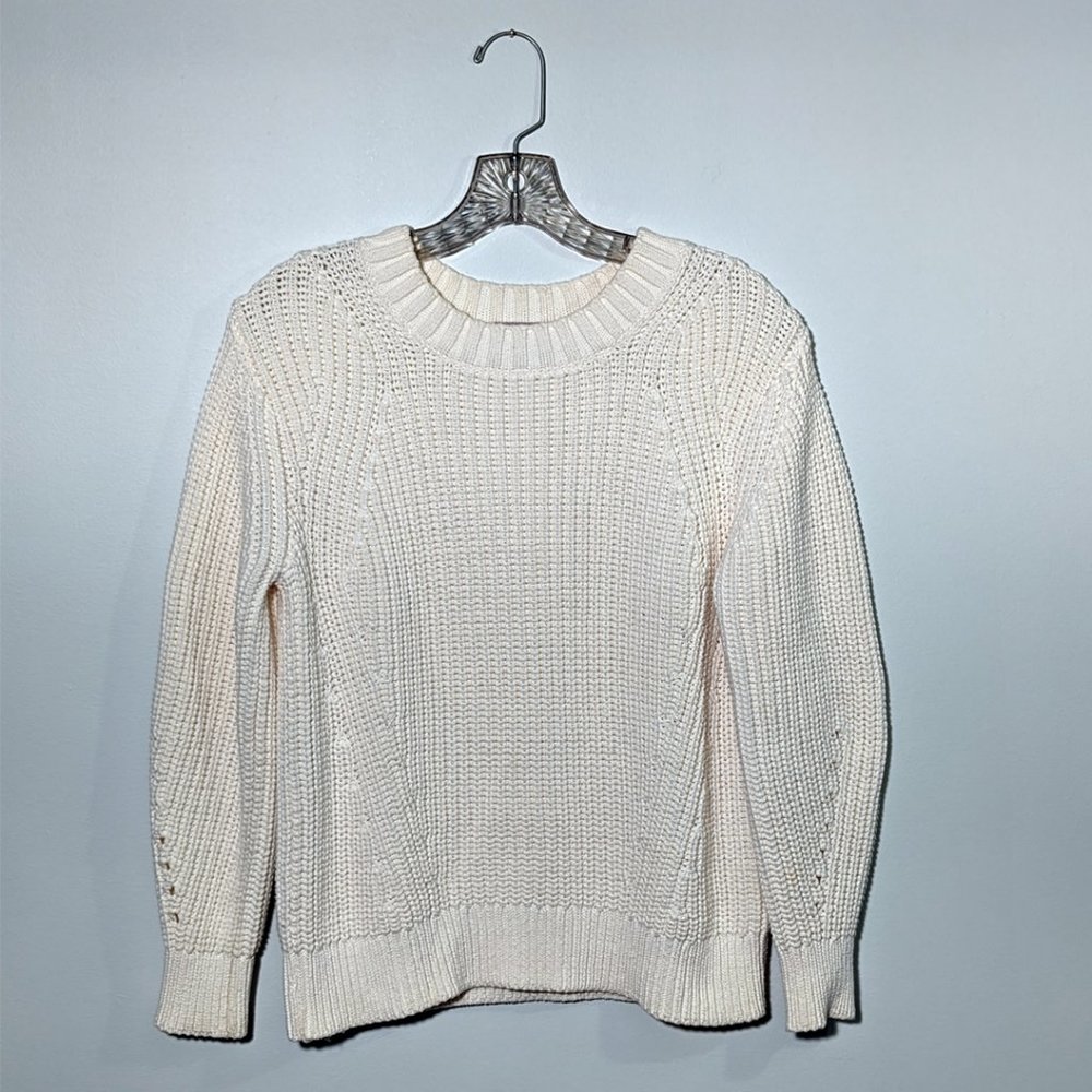 Everlane The Texture Cotton Crew, Cream or Ivory Color, Size Small, Luxe Basic